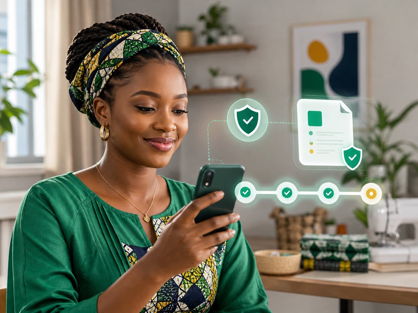 A Nigerian consumer securely following the progress of her complaint